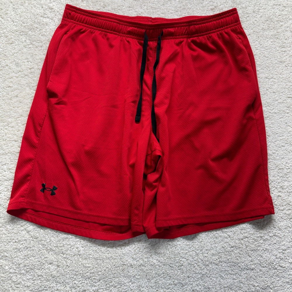 Under Armour Red Mesh Athletic Shorts Mens XL Basketball Gym Training Sportswear